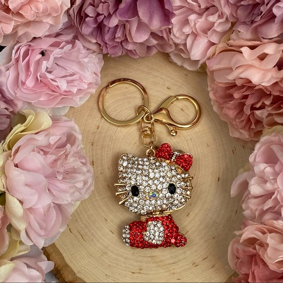 Hello Kitty with Red Crystal Dress & Bow Keychain Charm - Picture 4 of 12
